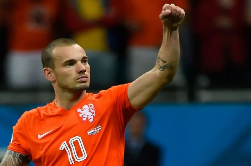Wesley Sneijder trong màu áo đội tuyển Hà Lan tại vòng chung kết Euro 2008.